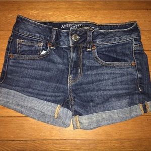American eagle super stretch midi jean shorts